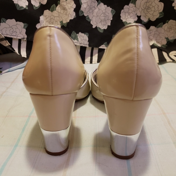 BCBGirls Off White Button Strap Mirror Heels - Picture 4 of 8